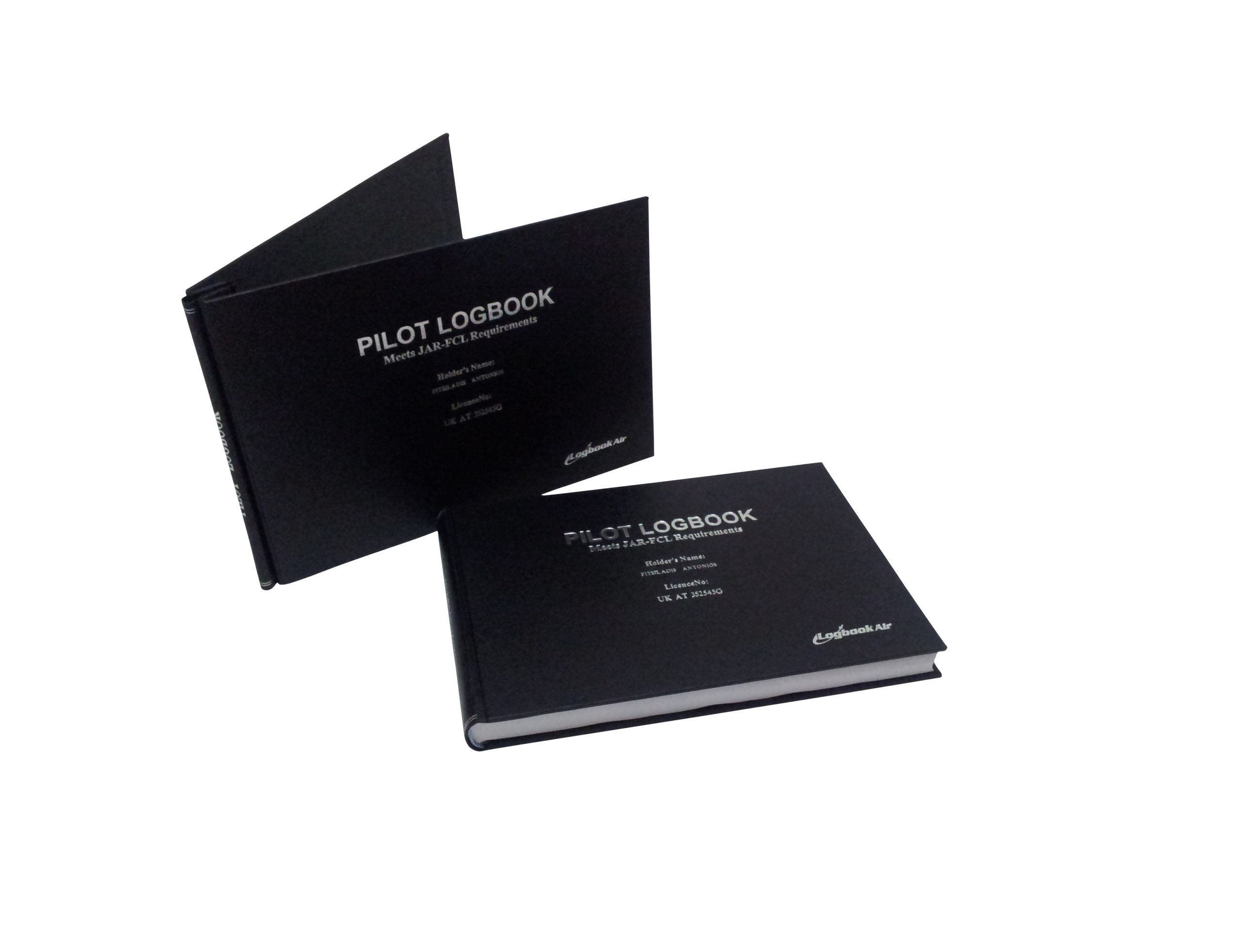 Black pilot logbook and binder set