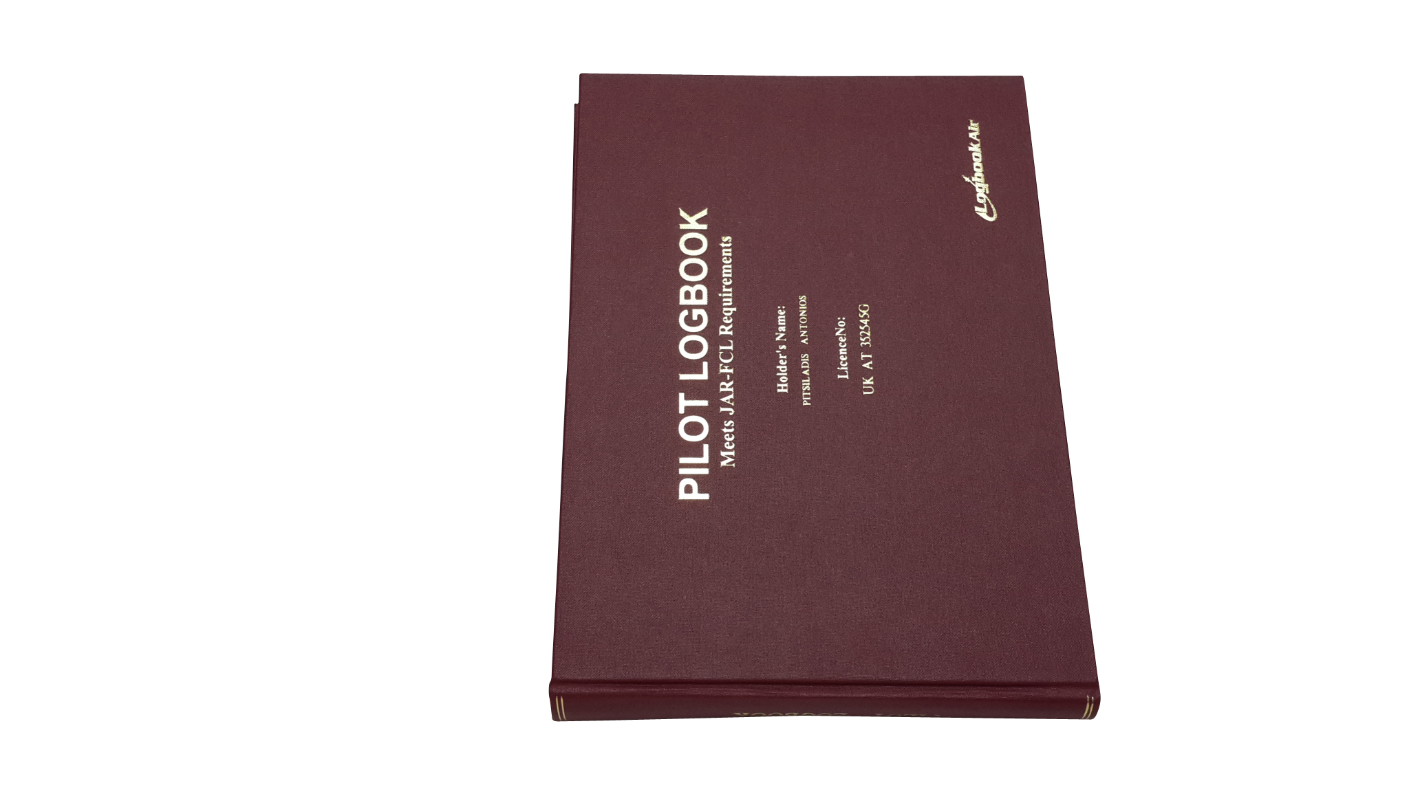Bordeaux pilot logbook with gold letter imprint
